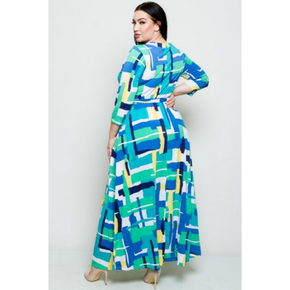 PLUS FRONT TIE V NECK MAXI DRESS - Picture 3 of 5